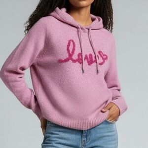 cupcakes & cashmere Lilac Pullover Hoodie with Pink Script Heart